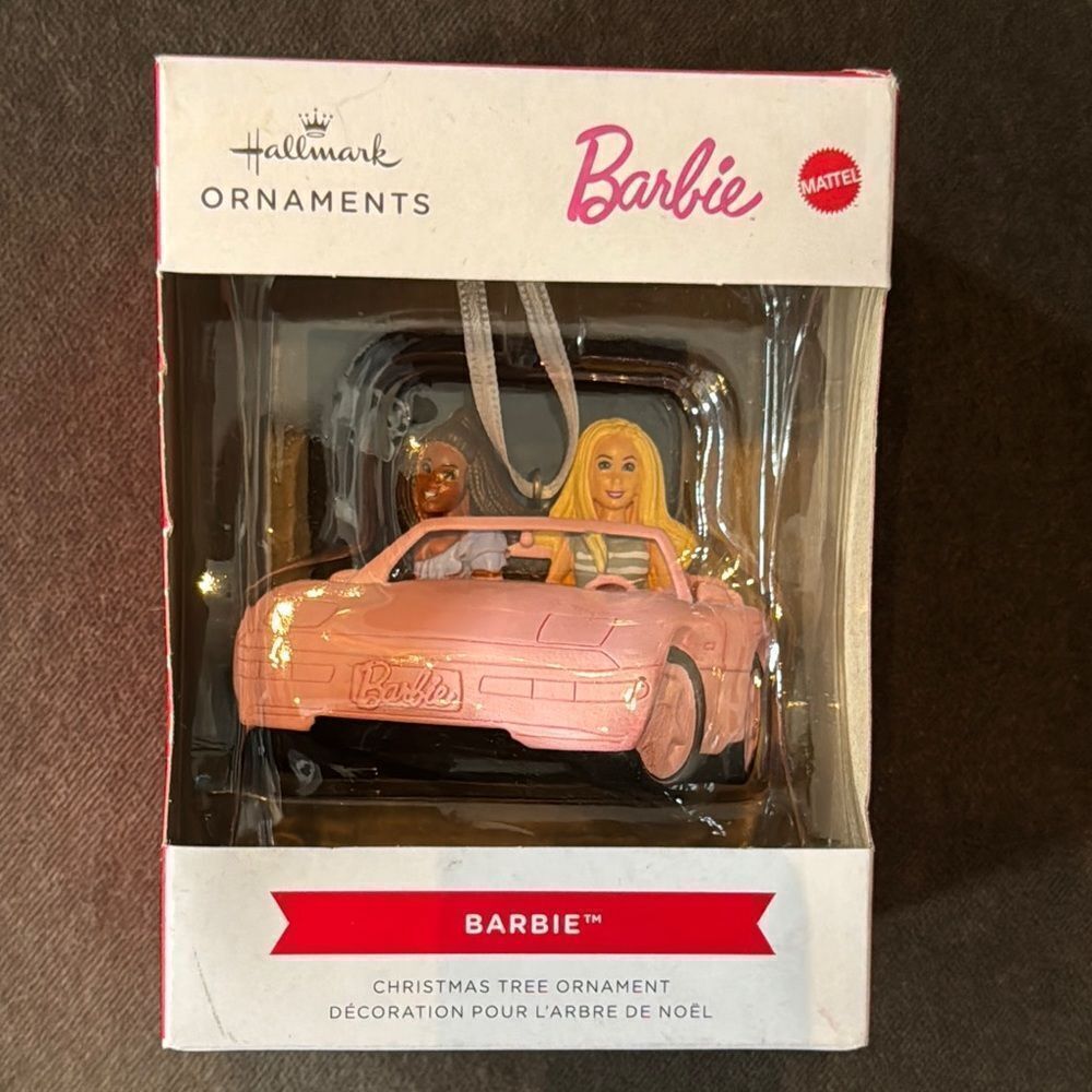 Hallmark 2023 Mattel Barbie Pink Corvette Holiday Christmas Tree Ornament NEW